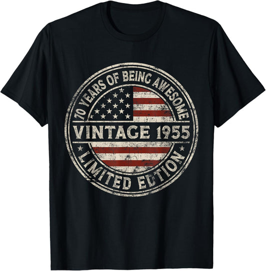 70Th Birthday Vintage 1955 Limited Edition American Flag