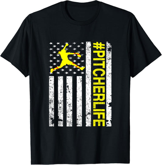 Softball Pitcher Shirt Usa American Flag Softball