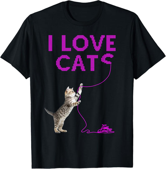 I LOVE CATS - Gift Idea Saying Knitting Crochet Wool Yarn
