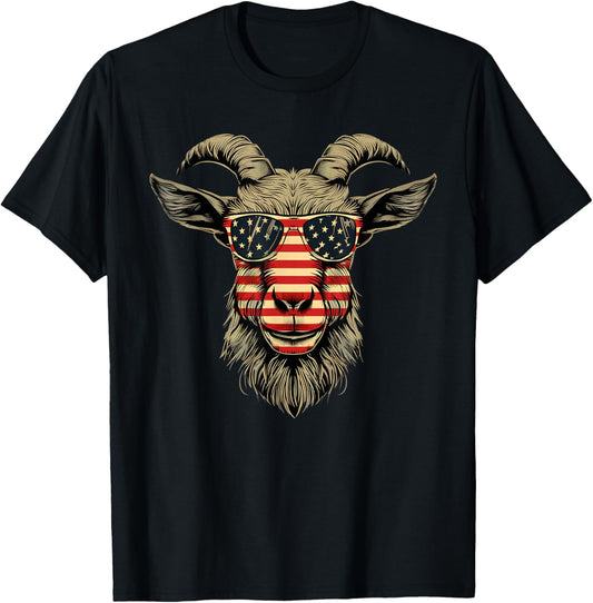 Cool Goat With Sunglasses And Usa Flag