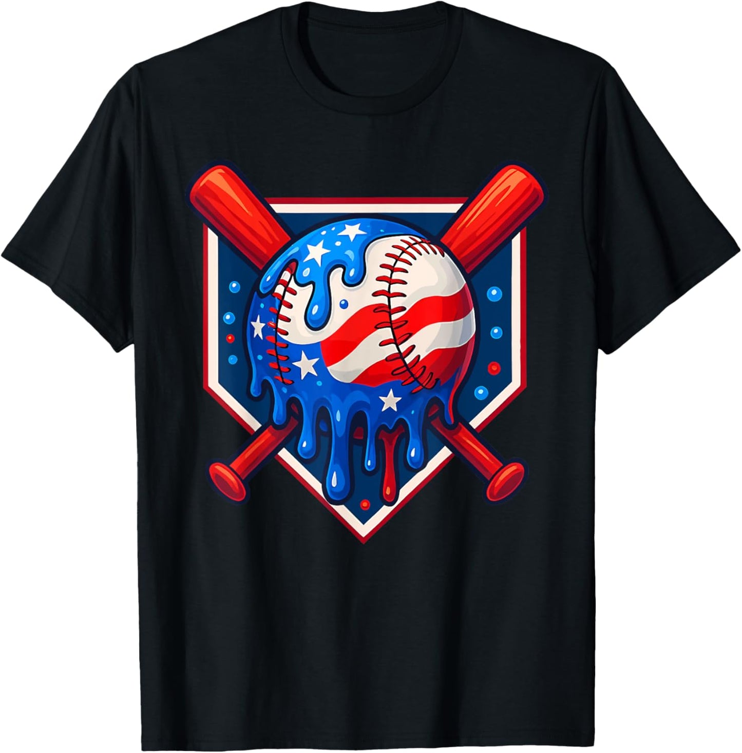 Baseball American Flag Patriotic Red White Blue 4Th Of July