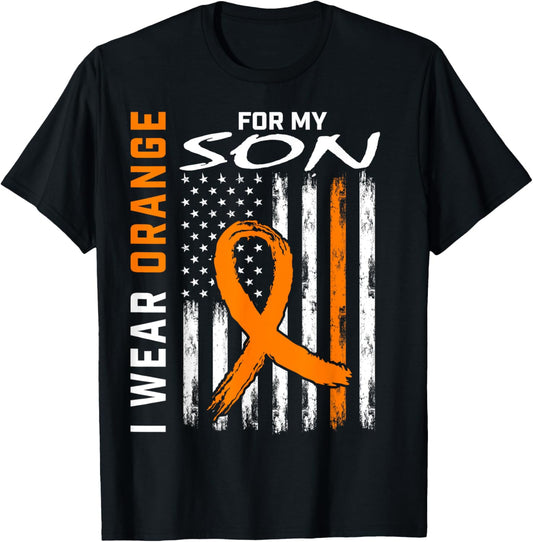 I Wear Orange For My Son Leukemia Cancer Awareness Usa Flag