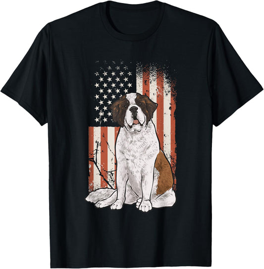 Saint Bernard Dog American Flag St Bernard
