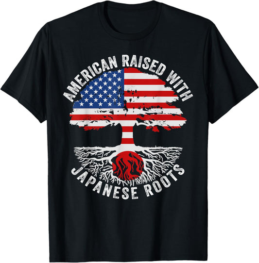 American Raised With Japanese Roots Tree Usa Flag