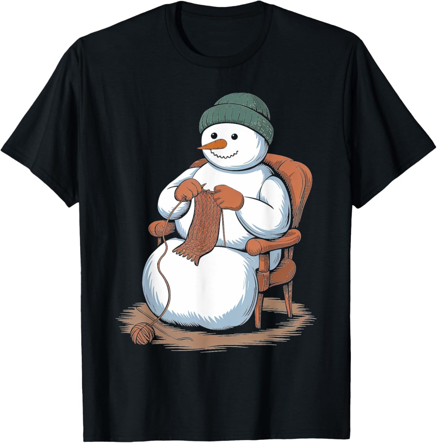 Snowman Knitting Yarn Cozy Winter Scene