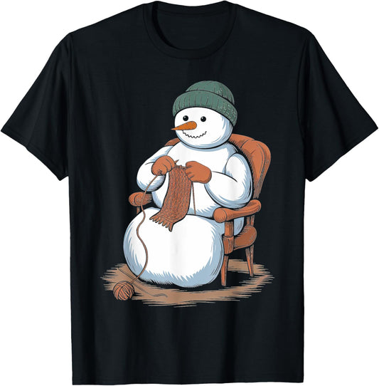 Snowman Knitting Yarn Cozy Winter Scene