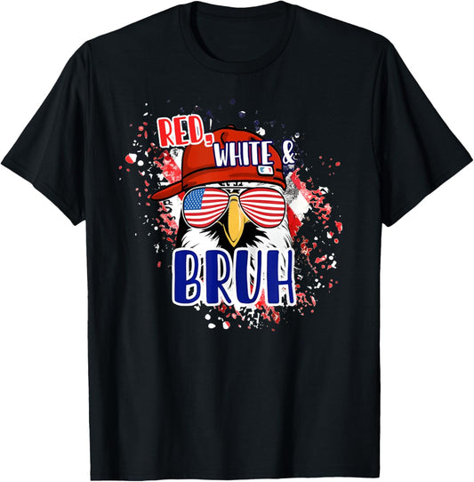 Red White Bruh Funny 4Th Of July American Flag Eagle Teens
