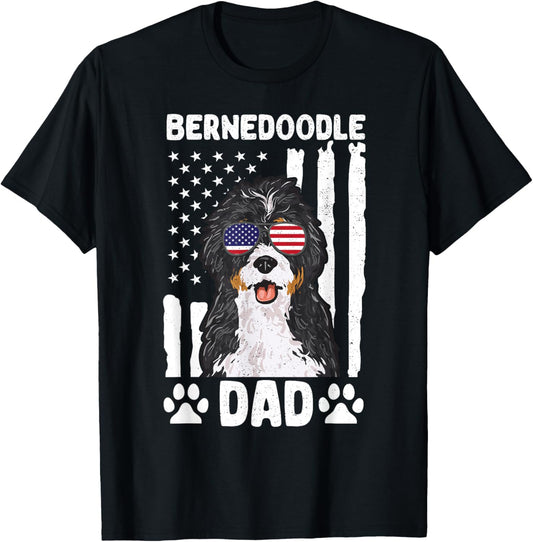 Bernedoodle Dog American Flag Bernedoodle Dad
