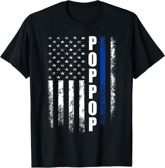 Cop Police Poppop American Flag Fathers Day For Men