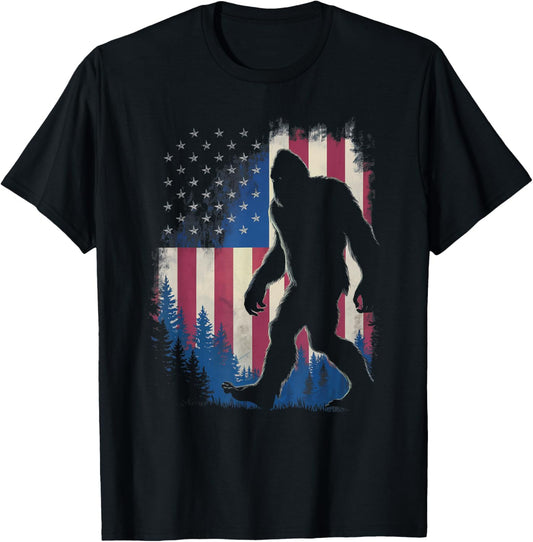 Bigfoot 4Th Of July American Usa Flag Patriotic Distressed