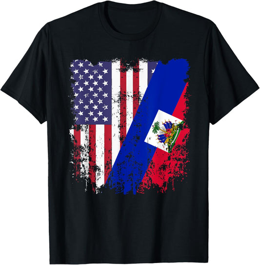 Haitian Roots Half American Flag Haiti Flag