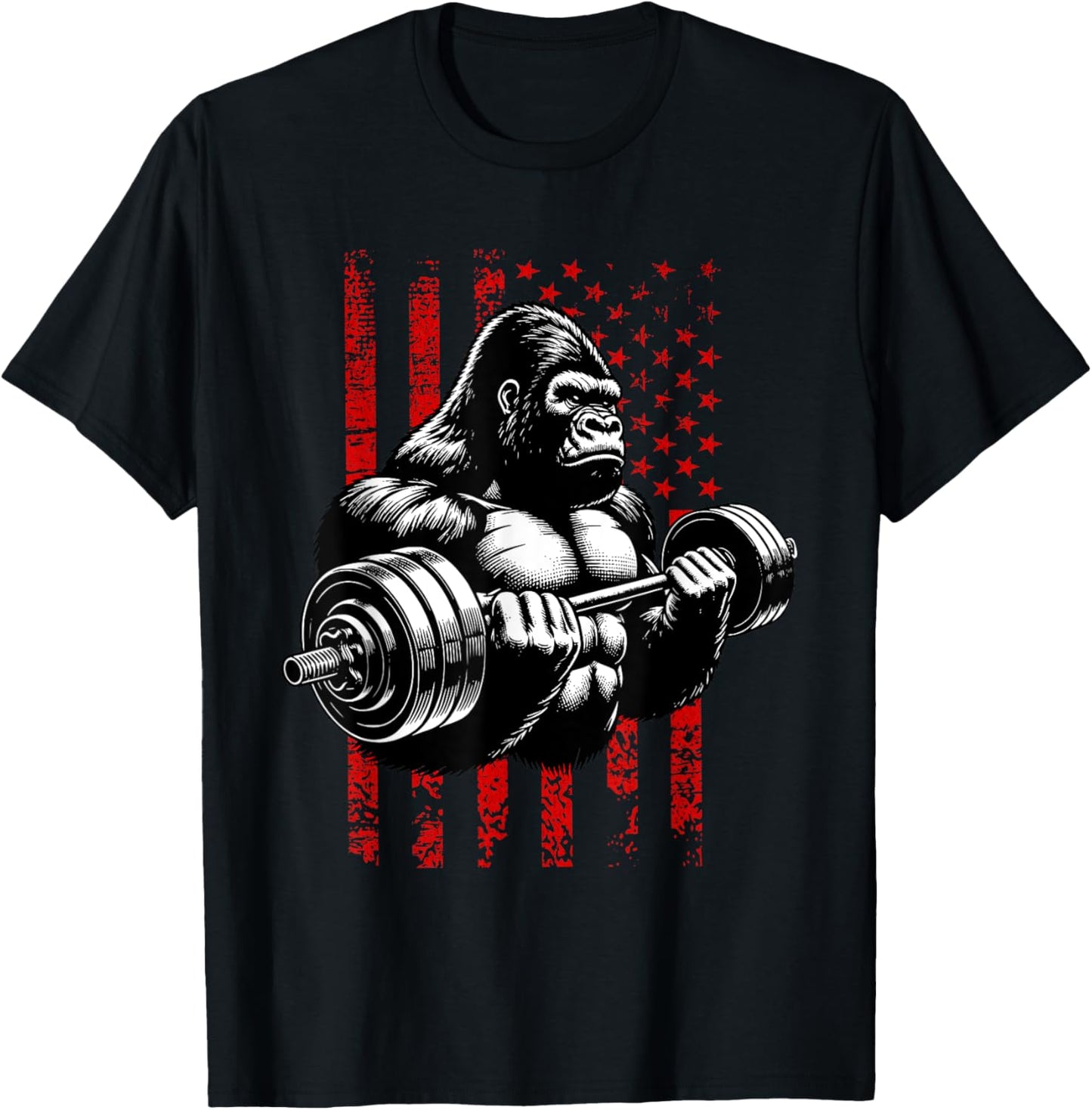 Gorilla Lifting Weights Gym America Usa Flag