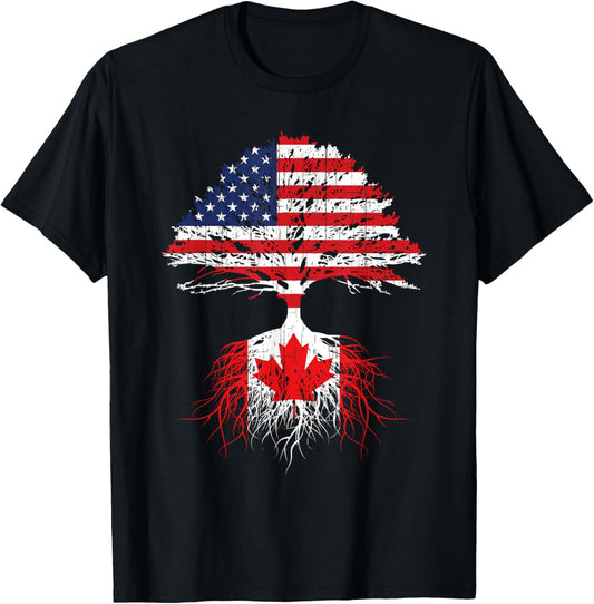 Canadian Roots American Grown Canada Flag Tshirt Men Women