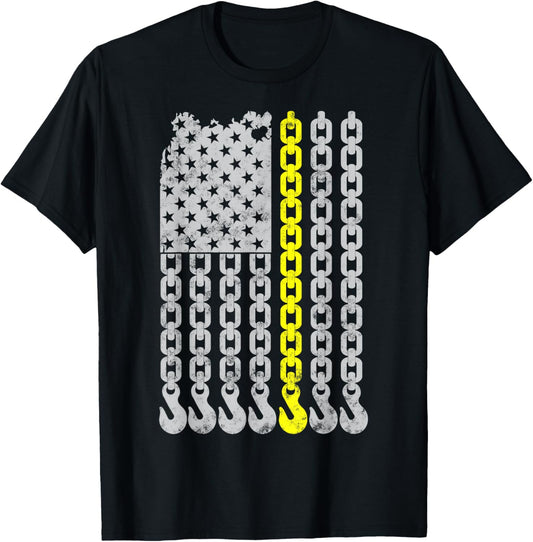 Thin Yellow Line Chain Hook American Flag Tow Truck Driver