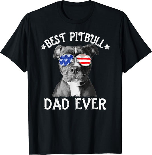 Mens Best Pitbull Dad Ever American Flag Dog Lover 4Th Of July
