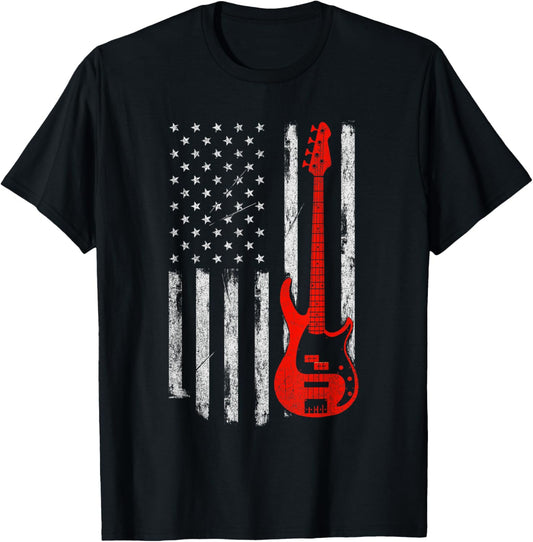 Bassist Usa American Flag Bass Guitar Player Musician