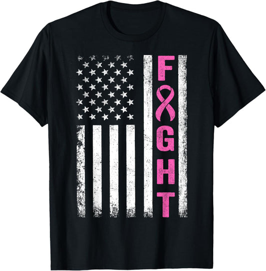 Fight Breast Survivor American Flag Breast Cancer Awareness