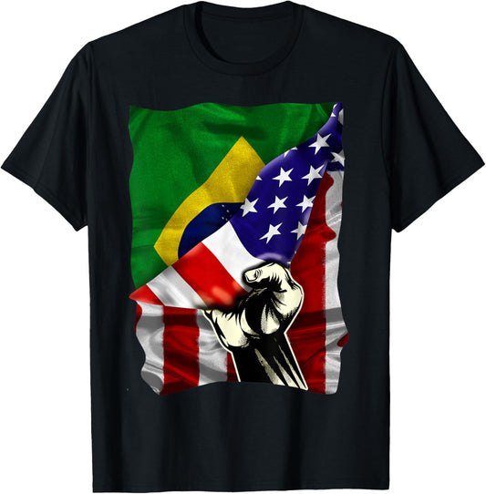 Half American Flag Brazilian Roots Usa Flag Brazil Dna
