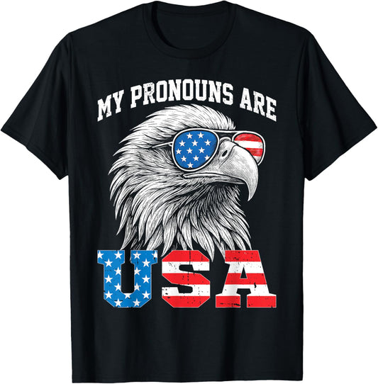 My Pronouns Are Usa Bald Eagle American Funny 4Th Of July