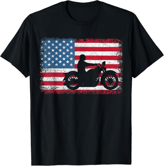 American Flag Biker Motorcycle Usa Flag 4Th Of July Boys Men