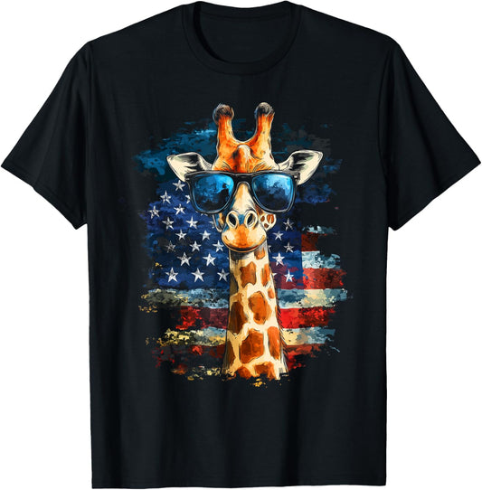 Giraffe American Flag 4Th Of July Funny Animal Patriotic