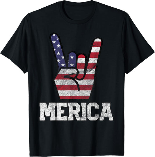 Merica Rock Sign 4Th Of July Vintage American Flag Retro Usa