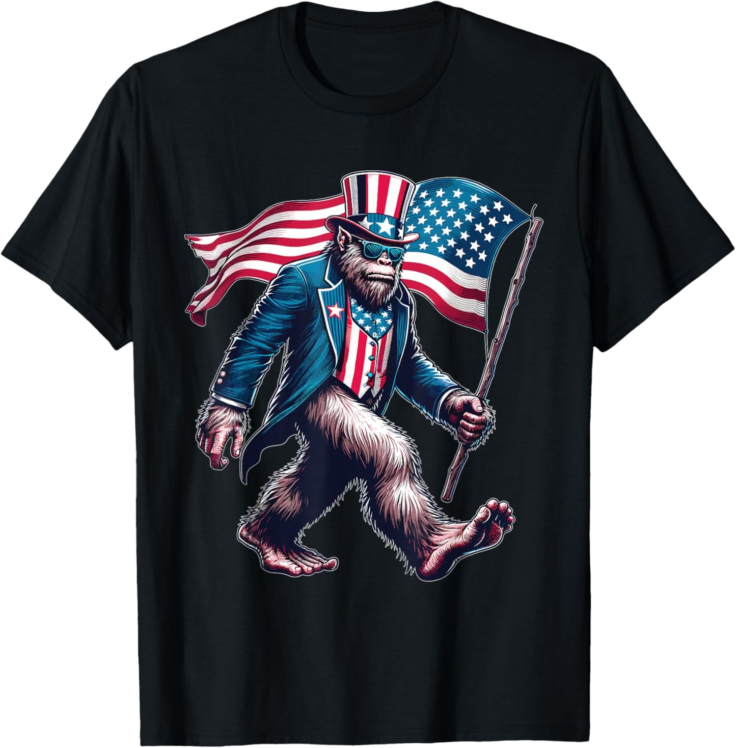 4Th Of July Bigfoot Sasquatch American Flag Usa Patriotic
