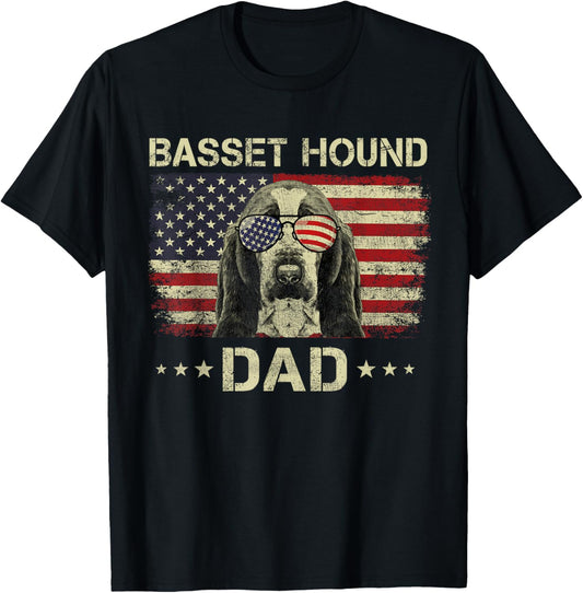 Basset Hound Dad Dog Lovers American Flag 4Th Of July