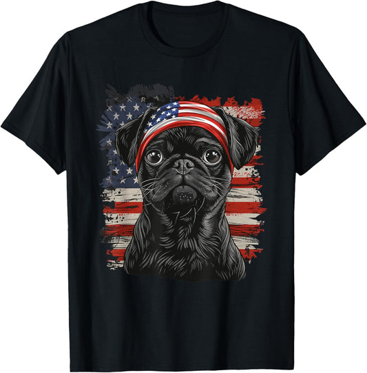 Pug Dog Patriotic 4Th Of July Usa American Flag