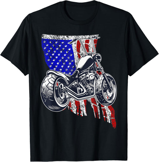 Bobber Motorcycle July 4 Veteran Memorial Day American Flag