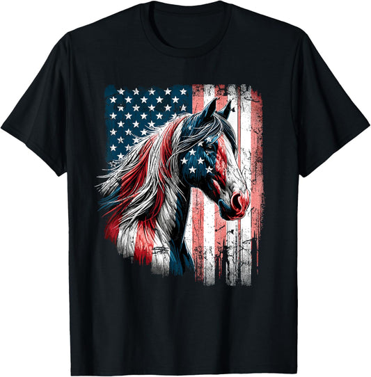 Patriotic Horse Usa Flag Vintage Horse