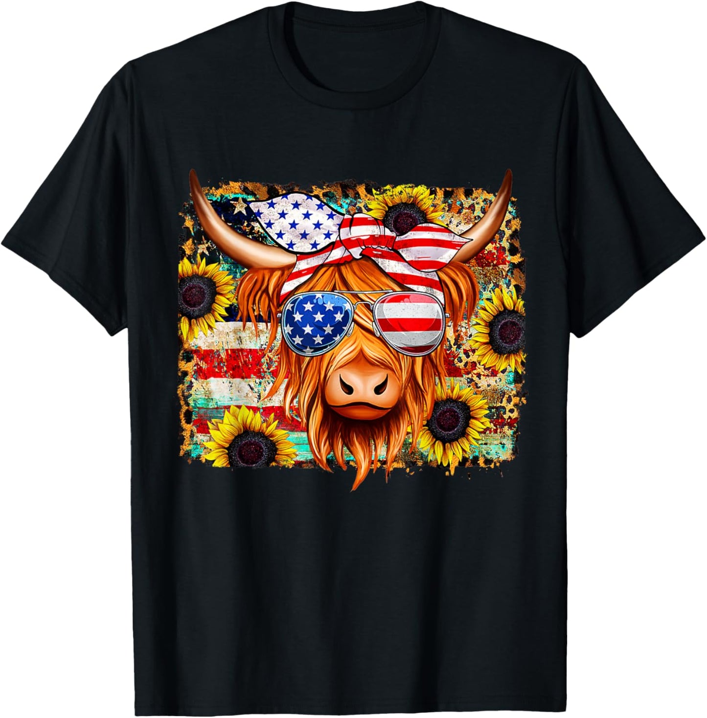 American Flag Highland Cow Fourth Of July Cow Lover Cool