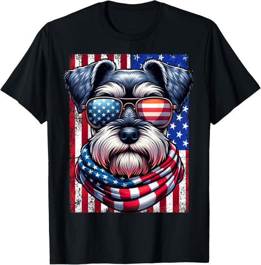 Miniature Schnauzer Dog American Flag Patriotic 4Th Of July