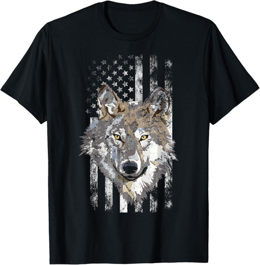 American Flag Wolf Lover American Usa Grey Patriotic Wolf