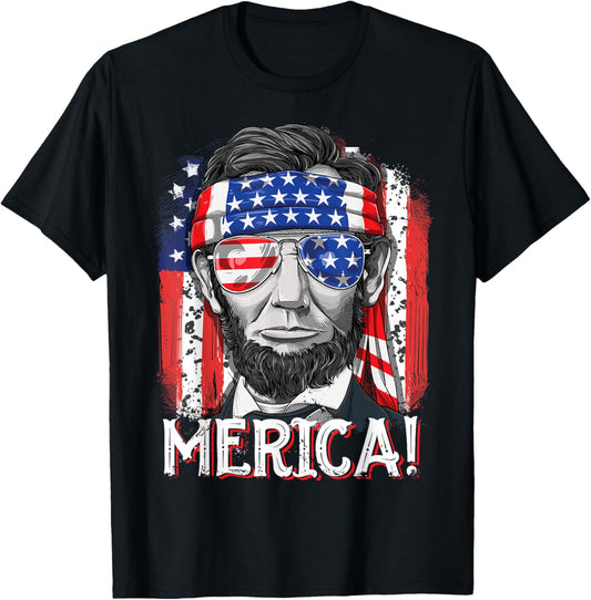 Lincoln 4Th Of July Merica Abe Boys Men Women American Flag
