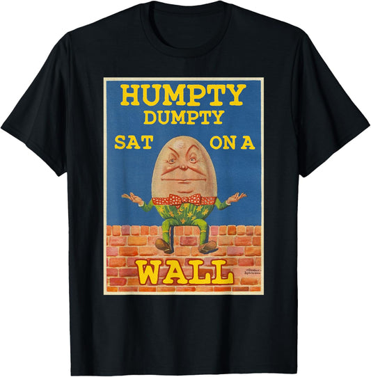 Retro Fairytale TShirt Art Humpty Dumpty Sat on a Wall