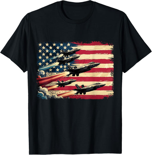 Vintage American Flag Usa Fighter Jets 4Th Of July Patriotic