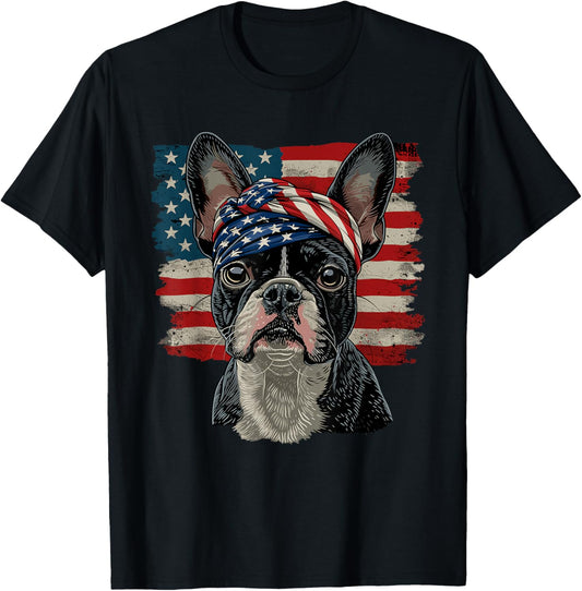 Boston Terrier Patriotic 4Th Of July Usa American Flag