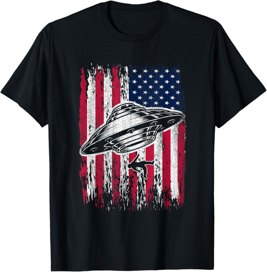 Ufo Alien Abduction 4Th Of July Gift Usa Flag Alien
