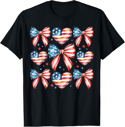 Memorial Veteran 4Th Of July Usa Flag Bow Coquette Girls
