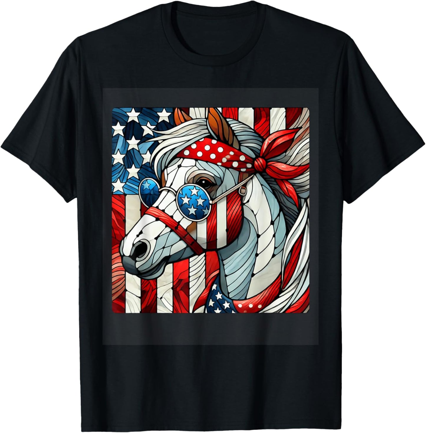 Horse 4Th Of July Shirt Women Girls Horse American Usa Flag