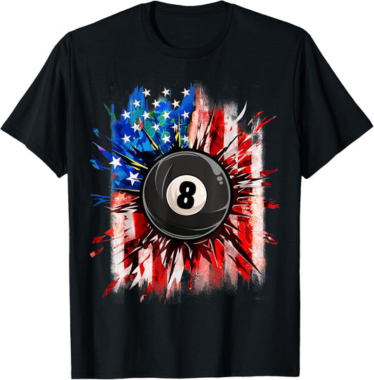 Pool Billiards 4Th Of July Men Usa American Flag Boys 8 Ball