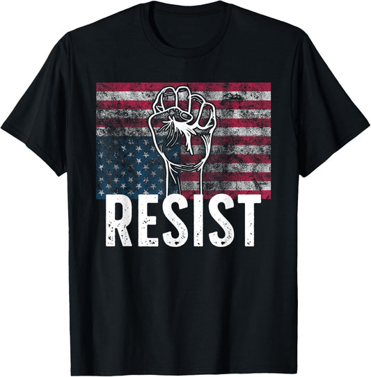 Resist Distressed Upside Down American Flag Usa T Shirt