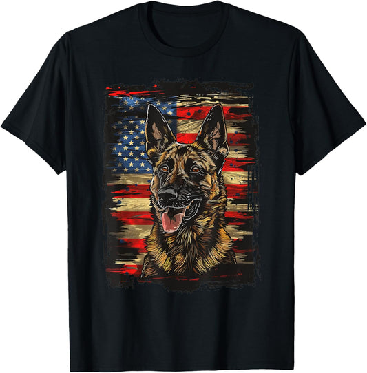 Dutch Shepherd American Flag