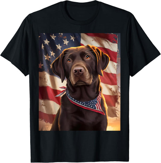 American Flag 4Th Of July Dog American Chocolate Labrador