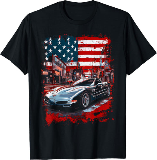 5Th Gen Vette Car Sports Car Custom American Flag Usa