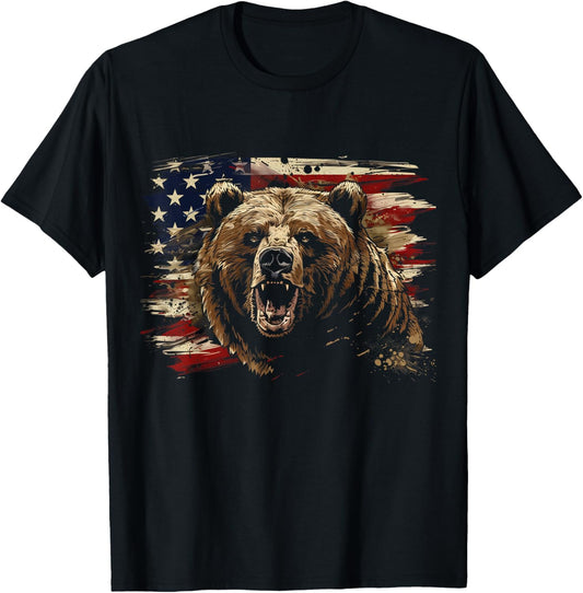 Bear American Flag Usa Patriotic Grizzly Bear Lover