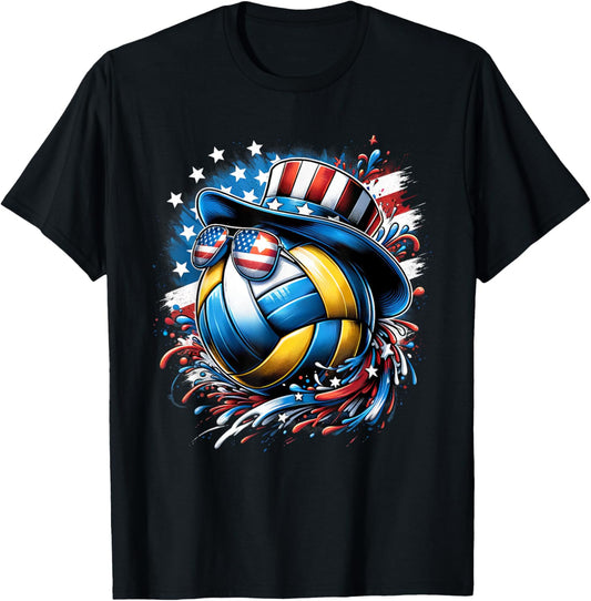 Volleyball Us American Flag Patriotic 4Th Of July
