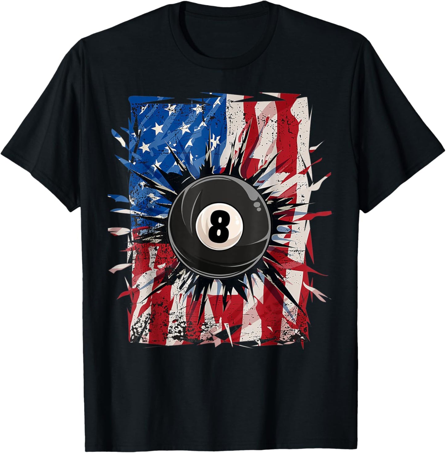 Pool Snooker Billiards Player 8 Ball Usa American Flag