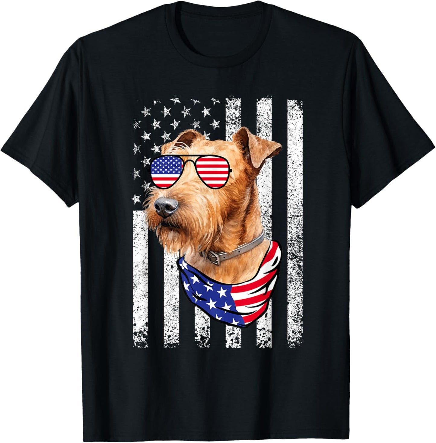 Irish Terrier American Flag Usa Patriotic 4Th Of July